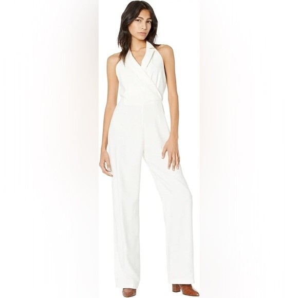 Mango White Caion Halter One-Piece Suit Style Jumpsuit Size Large